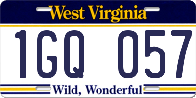 WV license plate 1GQ057