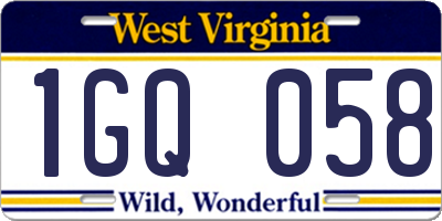 WV license plate 1GQ058
