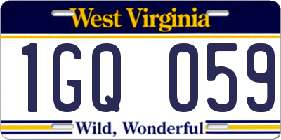 WV license plate 1GQ059
