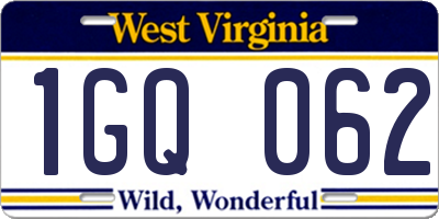 WV license plate 1GQ062