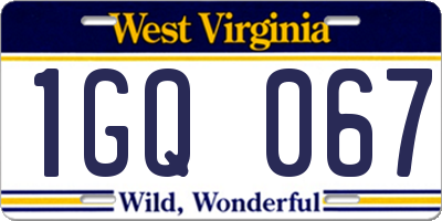 WV license plate 1GQ067