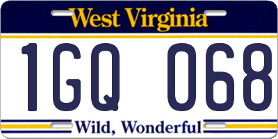 WV license plate 1GQ068