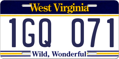 WV license plate 1GQ071