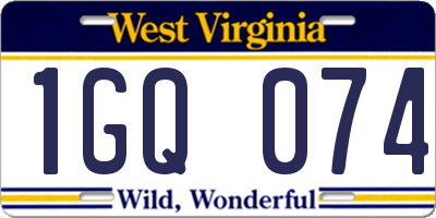 WV license plate 1GQ074