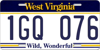 WV license plate 1GQ076