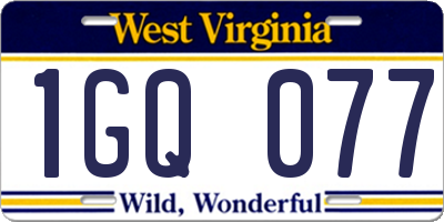 WV license plate 1GQ077
