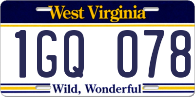 WV license plate 1GQ078