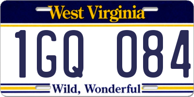 WV license plate 1GQ084