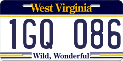WV license plate 1GQ086