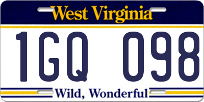 WV license plate 1GQ098