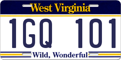 WV license plate 1GQ101