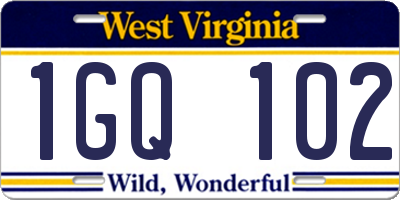 WV license plate 1GQ102