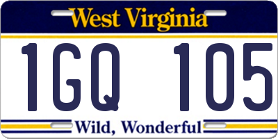 WV license plate 1GQ105