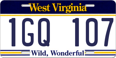 WV license plate 1GQ107