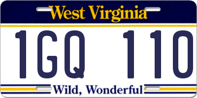 WV license plate 1GQ110