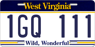 WV license plate 1GQ111