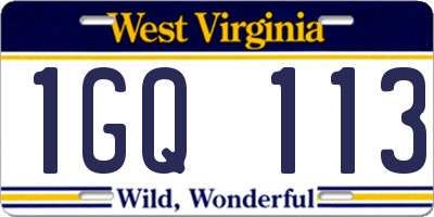 WV license plate 1GQ113