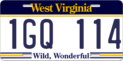 WV license plate 1GQ114