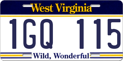 WV license plate 1GQ115