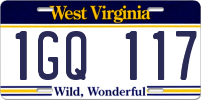 WV license plate 1GQ117