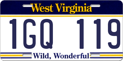 WV license plate 1GQ119