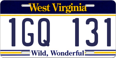WV license plate 1GQ131