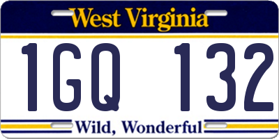 WV license plate 1GQ132