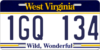 WV license plate 1GQ134