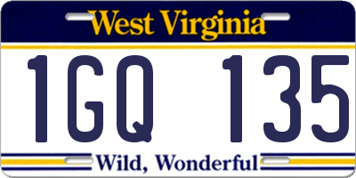 WV license plate 1GQ135