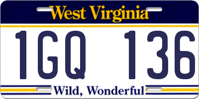 WV license plate 1GQ136