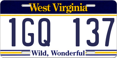 WV license plate 1GQ137