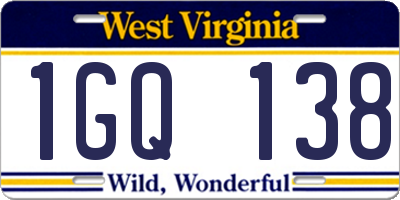 WV license plate 1GQ138