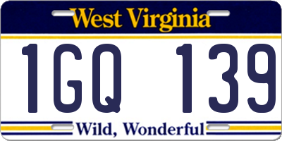 WV license plate 1GQ139