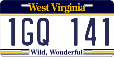 WV license plate 1GQ141