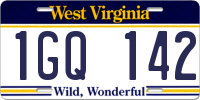 WV license plate 1GQ142
