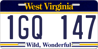 WV license plate 1GQ147