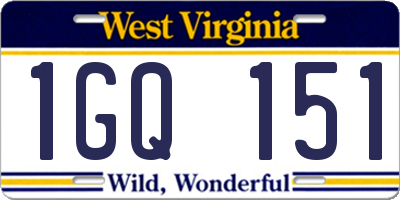 WV license plate 1GQ151