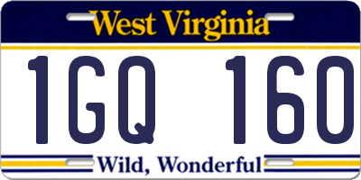 WV license plate 1GQ160