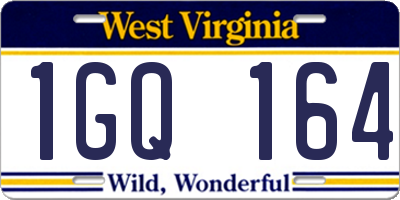 WV license plate 1GQ164