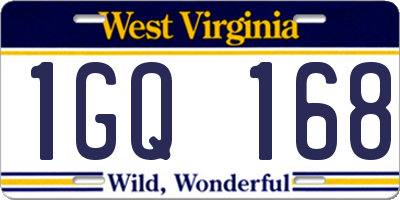 WV license plate 1GQ168