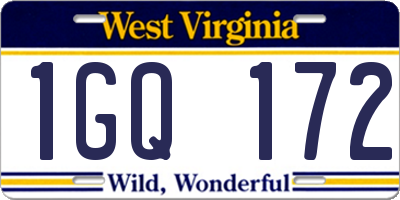 WV license plate 1GQ172