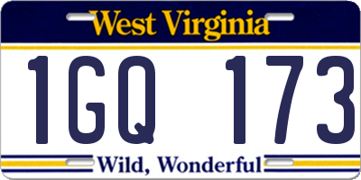 WV license plate 1GQ173