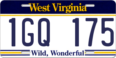 WV license plate 1GQ175