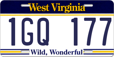 WV license plate 1GQ177