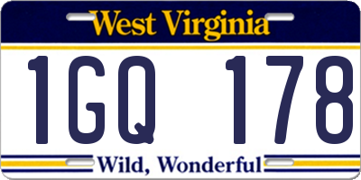 WV license plate 1GQ178