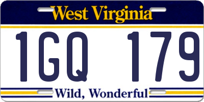 WV license plate 1GQ179