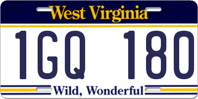 WV license plate 1GQ180