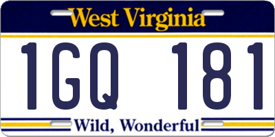 WV license plate 1GQ181