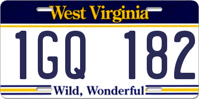 WV license plate 1GQ182