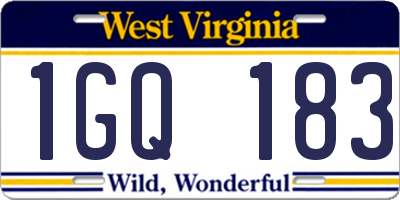 WV license plate 1GQ183